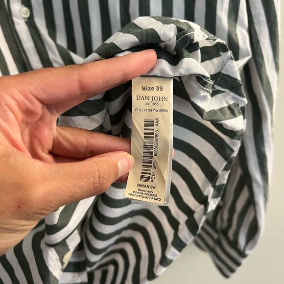 Men's Vintage Green Striped Button Up - Picture 7 of 8